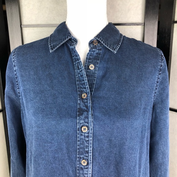 Soft Surroundings Long Chambray Ruffle Size Small - Picture 4 of 6